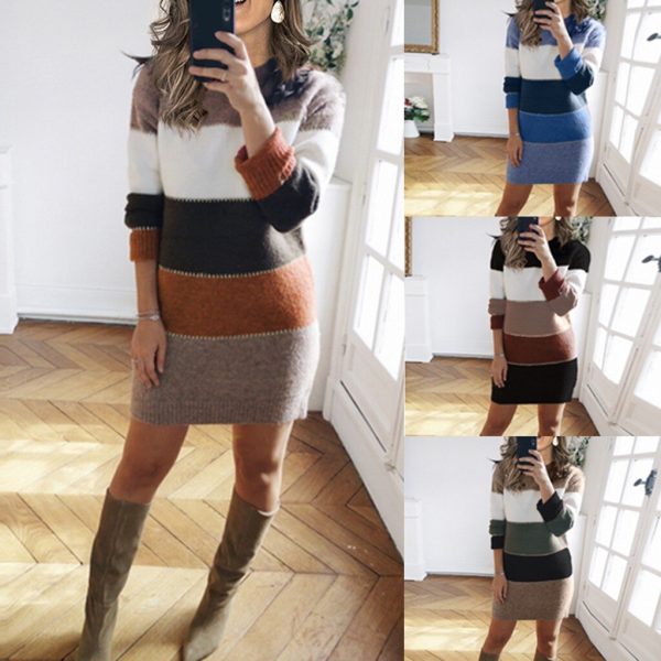 Striped Sweater Day Dress - Image 2