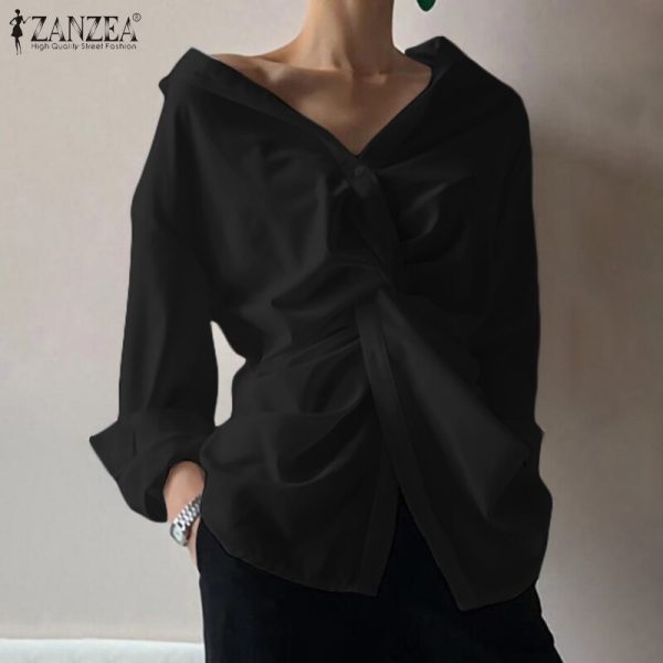Lapel Blusas Tunic Top - Image 3