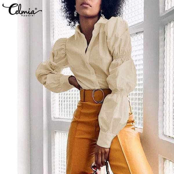 Chic Long Lantern Sleeve Blouse - Image 2