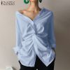 Lapel Blusas Tunic Top