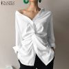 Lapel Blusas Tunic Top - Image 2