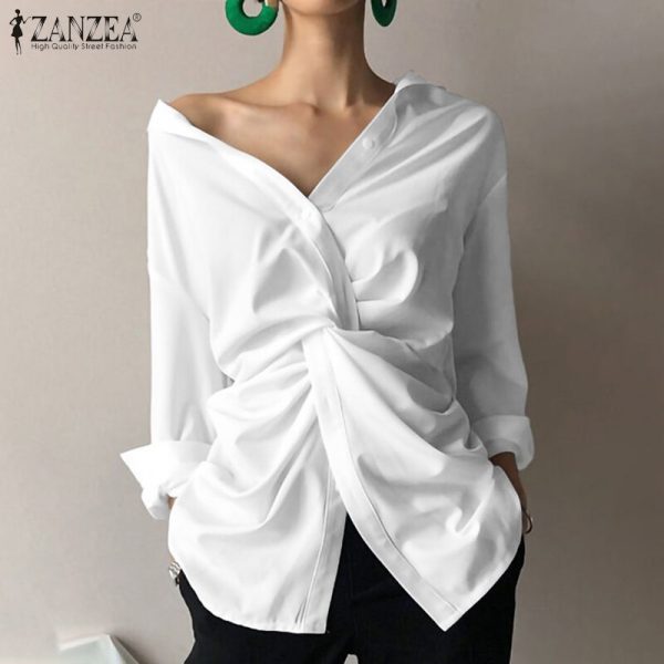 Lapel Blusas Tunic Top - Image 2