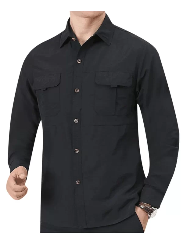 Men's Outdoor Military Style Long Sleeve Shirt Autumn Tactical Multi-Pocket Shirt Durable Breathable Quick-Dry Hiking Shirt Casu - Image 6