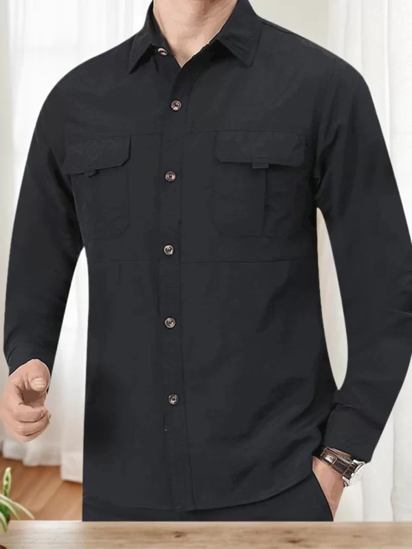 Men's Outdoor Military Style Long Sleeve Shirt Autumn Tactical Multi-Pocket Shirt Durable Breathable Quick-Dry Hiking Shirt Casu - Image 5