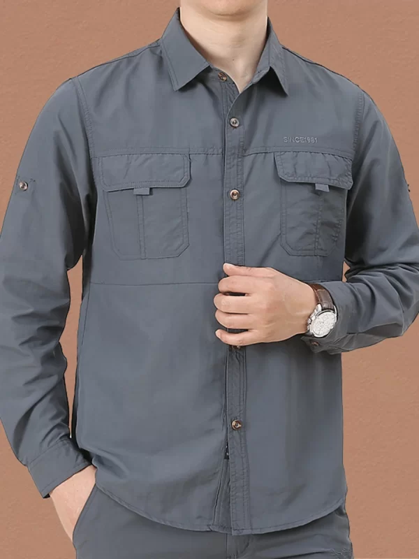 Men's Outdoor Military Style Long Sleeve Shirt Autumn Tactical Multi-Pocket Shirt Durable Breathable Quick-Dry Hiking Shirt Casu - Image 2