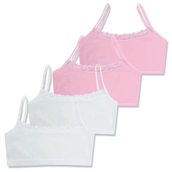 4pcs/Lot Children's Breast Care Girl Bra 8-14 Years Hipster Cotton Teens Teenage Underwear Summer Kids Lace Vest - Image 13