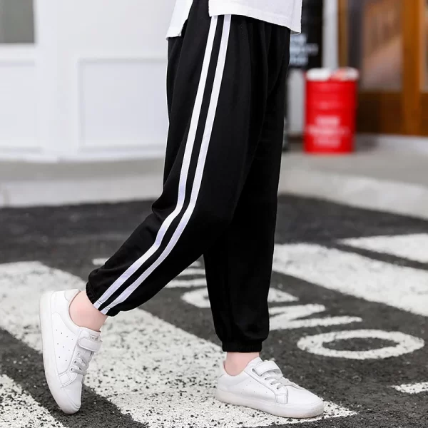 Spring Cotton Pants for Boys Girls Casual Sports Jogging Pant Summer Striped Loose Pants for Kids Children Trousers Clothes 2021 - Image 11