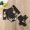 0-24M Baby Girls 3pcs Set Newborn Baby Girl Off Shoulder Flower Romper +2 Leg Warmers Socks Toddler Outfits Girls Clothes - Image 3