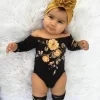 0-24M Baby Girls 3pcs Set Newborn Baby Girl Off Shoulder Flower Romper +2 Leg Warmers Socks Toddler Outfits Girls Clothes - Image 5