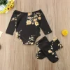 0-24M Baby Girls 3pcs Set Newborn Baby Girl Off Shoulder Flower Romper +2 Leg Warmers Socks Toddler Outfits Girls Clothes - Image 4