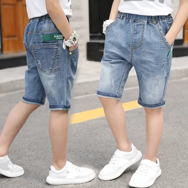 IENENS  Summer Jeans Child Boys Shorts Thin Soft Trousers 4-11 Years Bottoms Kids Casual Cowboy Clothes Light Blue Denim Pants - Image 7