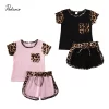 2020 Baby Summer Clothing 1-6Y Toddler Kid Baby Girl Short Sleeve Leopard Tops Shirt Short Pants Outfit Clothes Set 2PCS