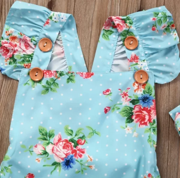 Newborn Baby Girls Floral One-pieces Romper Sunsuit Headband Clothes Set 0-24M - Image 6