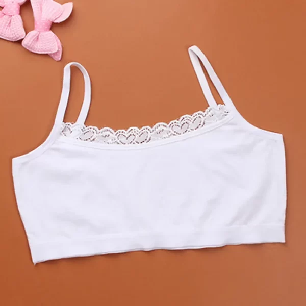 4pcs/Lot Children's Breast Care Girl Bra 8-14 Years Hipster Cotton Teens Teenage Underwear Summer Kids Lace Vest - Image 2