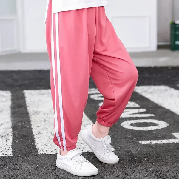 Spring Cotton Pants for Boys Girls Casual Sports Jogging Pant Summer Striped Loose Pants for Kids Children Trousers Clothes 2021 - Image 2