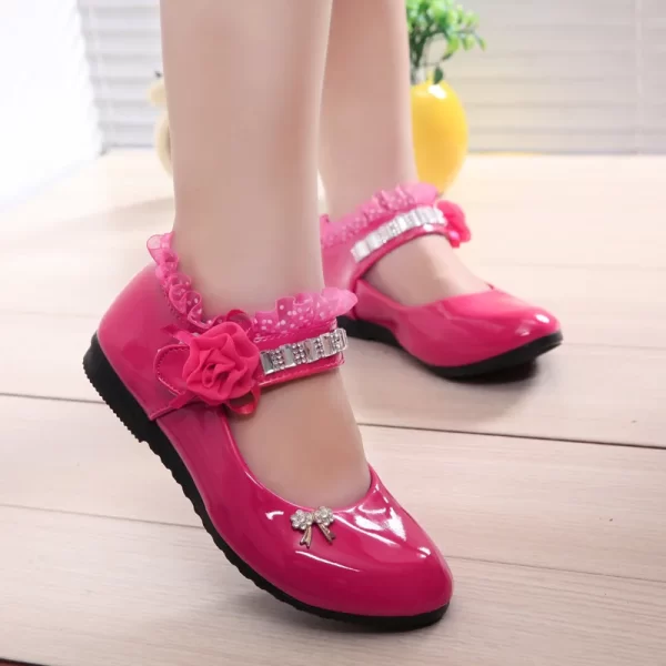 2021 New Children Elegant Princess PU Leather Sandals Kids Girls Wedding Dress Party Beaded Shoes For Girls - Image 8