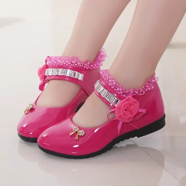 2021 New Children Elegant Princess PU Leather Sandals Kids Girls Wedding Dress Party Beaded Shoes For Girls - Image 6