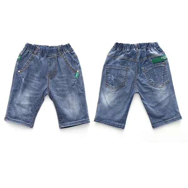 IENENS  Summer Jeans Child Boys Shorts Thin Soft Trousers 4-11 Years Bottoms Kids Casual Cowboy Clothes Light Blue Denim Pants - Image 4