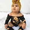 0-24M Baby Girls 3pcs Set Newborn Baby Girl Off Shoulder Flower Romper +2 Leg Warmers Socks Toddler Outfits Girls Clothes - Image 2