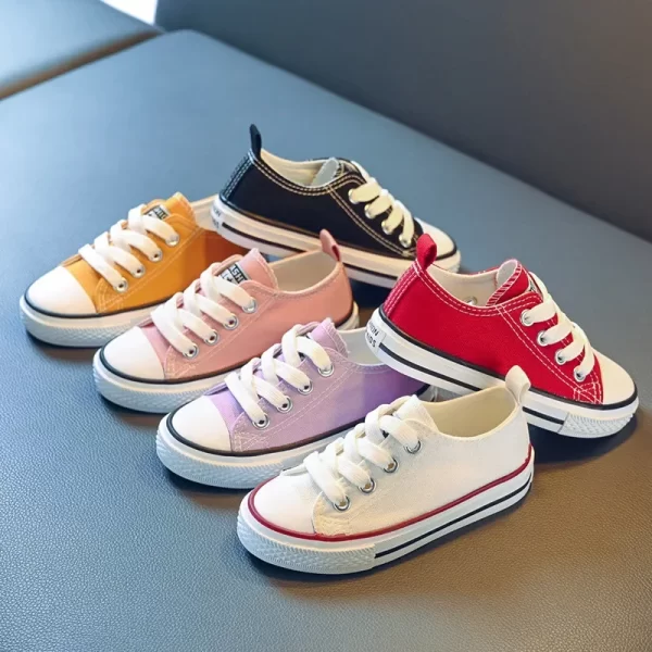Children's Low-top Canva Shoes 2024 Spring New Style White Candy Color Men's Women's Children's Parent-child Board Shoes