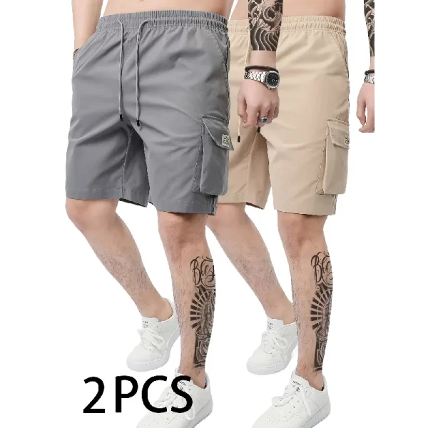 3-Piece Mixed Color Men's Elastic Waist Work Shorts With Side Pockets Suitable For Summer Outdoor Leisure And Work Man Clothing - Image 12