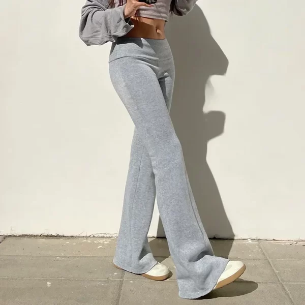 Casual Sexy Basic Solid Flare Pants Y2K Slim Low-Waisted Boot Cut Pants Women 2024 Autumn Spring Fashion Streetwear Lady - Image 4