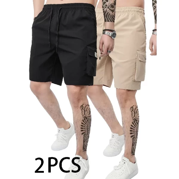 3-Piece Mixed Color Men's Elastic Waist Work Shorts With Side Pockets Suitable For Summer Outdoor Leisure And Work Man Clothing - Image 14