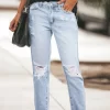 Europe and the United States selling new women's holes without elastic retro temperament fashion casual denim pants - Image 6