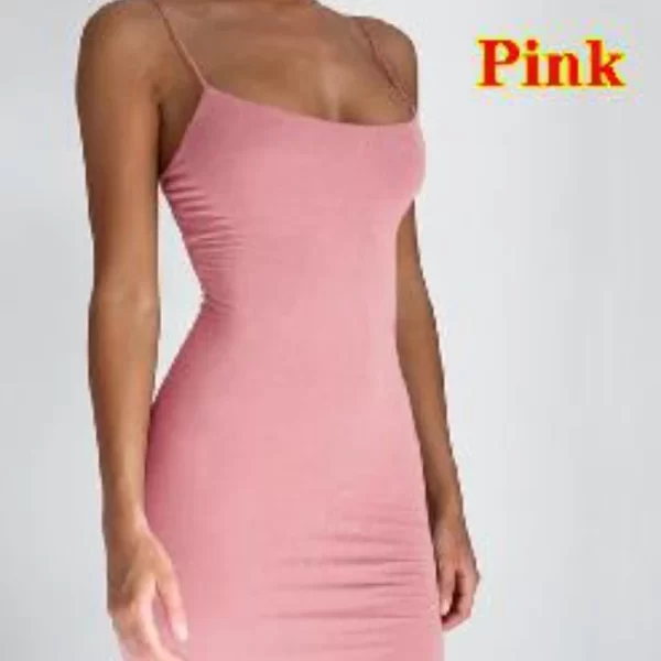 Summer Spaghetti Strap Mini Dress 2024 Women Sexy Bodycon Club Party Dresses Short Female Camisole Solid Black Sheath Sundress - Image 6
