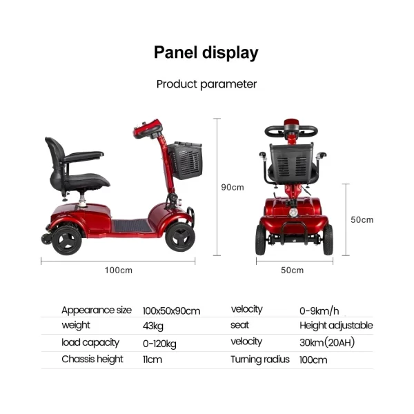 New Folding Electric Scooter 4 Wheel Elderly Disabled with Armrests Adults Mini Small With Basket 300W 24V 20AH Mobility Scooter - Image 6