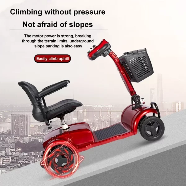 New Folding Electric Scooter 4 Wheel Elderly Disabled with Armrests Adults Mini Small With Basket 300W 24V 20AH Mobility Scooter - Image 4