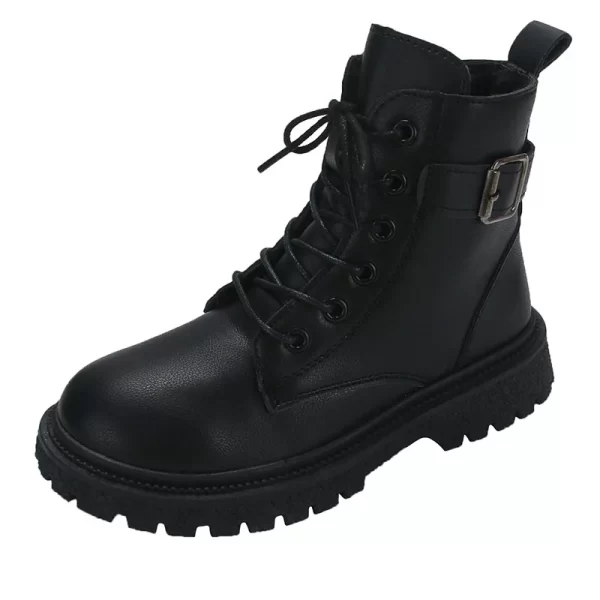 Real Soft Leather Children's Martin Boots Boys and Girls Single Boots Students Short Boots Boots - Image 4