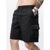 3-Piece Mixed Color Men's Elastic Waist Work Shorts With Side Pockets Suitable For Summer Outdoor Leisure And Work Man Clothing - Image 2