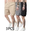 3-Piece Mixed Color Men's Elastic Waist Work Shorts With Side Pockets Suitable For Summer Outdoor Leisure And Work Man Clothing - Image 7
