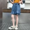 Girls ruffled skirt summer children's thin pants girls big children summer personality simple denim skirt wear 5-14 years old - Image 4