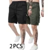 3-Piece Mixed Color Men's Elastic Waist Work Shorts With Side Pockets Suitable For Summer Outdoor Leisure And Work Man Clothing - Image 15