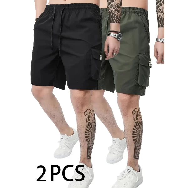 3-Piece Mixed Color Men's Elastic Waist Work Shorts With Side Pockets Suitable For Summer Outdoor Leisure And Work Man Clothing - Image 15