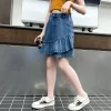 Girls ruffled skirt summer children's thin pants girls big children summer personality simple denim skirt wear 5-14 years old - Image 3