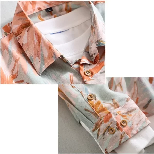 Khaki Men's Long-sleeved Printed Shirt, Single-breasted Square Collar Shirts, Large Size M-5XL 6XL, Camisa Man Chemise, 2025 New - Image 5