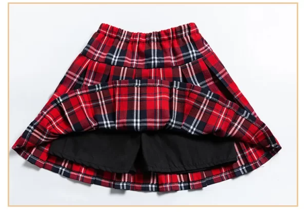 Summer 2024 New Teenager Girls JK plaid red Pleated skirt short checked Safety pants Children kids thin fashion 4 to 12 years - Image 4