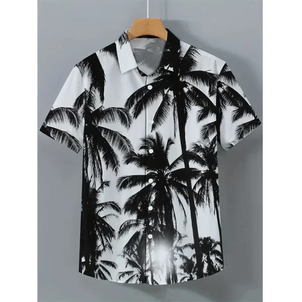 Floral Palm Tree 3d Print Shirts Fashion Hawaiian Shirt Short Sleeve Casual Beach Shirts Boys Single-Breasted Blouse Button Tops - Image 2