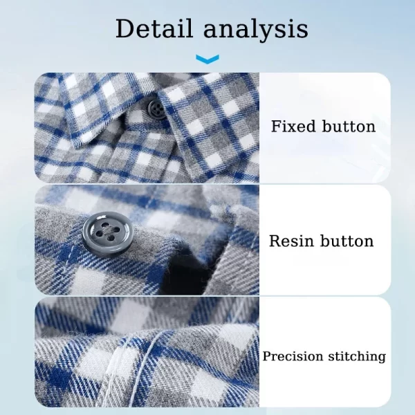 BROWON Brand Long Sleeves Shirts for Men Turn-down Collar 2025 Autumn Casual Plaid Shirts Men Spring 100% Cotton Work Tops Man - Image 3