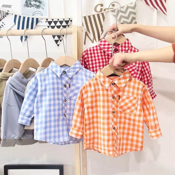 Spring Autumn Kids Baby Boys Shirt Cotton Clothes Toddler Infant Boy Girls Tops Blouse Children Wears 1-14 Years