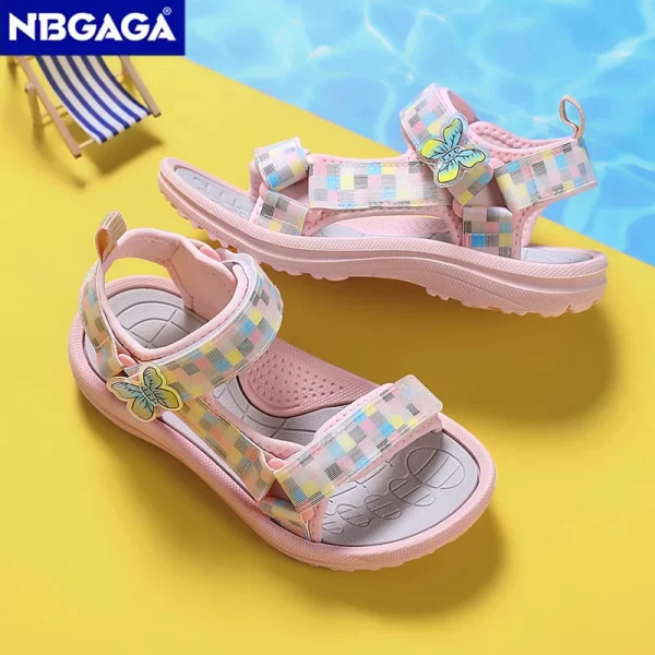 Cute Girls' Pink Soft Sole Flat Sandals Summer Breathable Kids Baby Sport Sandals Outdoor Beach Shoes Walking Size 25-38 - Image 2