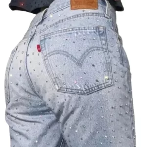 Y2K American Jeans Gothic Hip Hop Rhinestone Retro Blue Jeans Womens Streetwear New Harajuku Sexy Fashion Slim High Waist Pants
