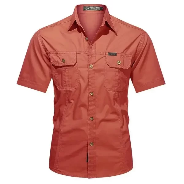New Men's Work Shirt Casual Retro 100% Cotton Short Sleeve Flying Cargo Shirt Men's Summer Fishing Hunting Multi Pocket Shirt - Image 16