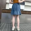 Girls ruffled skirt summer children's thin pants girls big children summer personality simple denim skirt wear 5-14 years old - Image 6