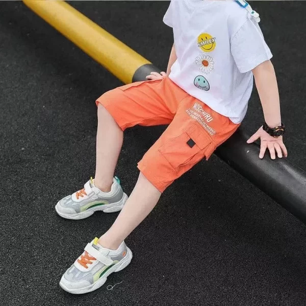 3 Color New Summer Teenage Boys Pants Casual Letter Short Trousers For Kids 4-14 Years Children Comfortable Pants - Image 5