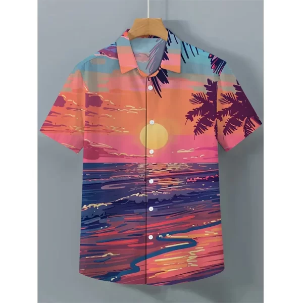 Floral Palm Tree 3d Print Shirts Fashion Hawaiian Shirt Short Sleeve Casual Beach Shirts Boys Single-Breasted Blouse Button Tops - Image 4