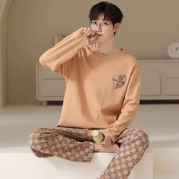 Men‘s Pajama Set Long Sleeve Black Striped Spring and Summer Youth Student Nightwear Loungewear Two Piece Set Sleepwear Homewear - Image 4